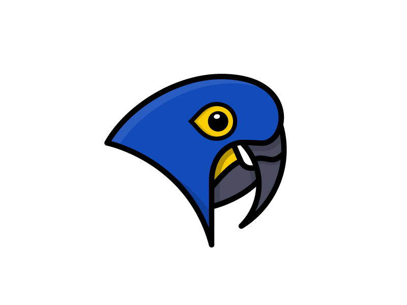 Hyacinth Macaw zoo aviary fly wings exotic blue colorful macaw bird illustration icon vector