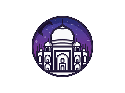 Taj Mahal building icon illustration india palace vector wonders