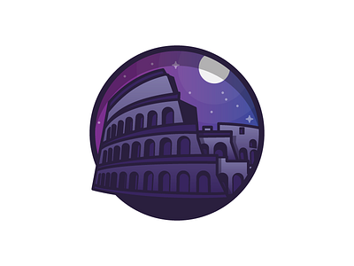Roman Colosseum badge icon illustration italy location roman rome seven wonders spot travel vector