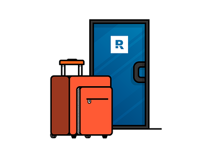 Baggage baggage door icon illustration job luggage suitcase team vector