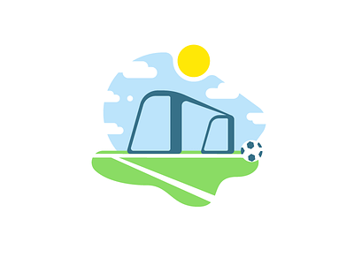 Soccer football futbol goal icon illustration outdoors soccer sports spot illustration sun vector