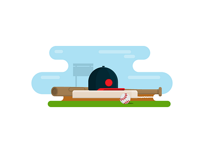 Baseball ball base baseball bat dirt hat icon illustration play play ball sports vector