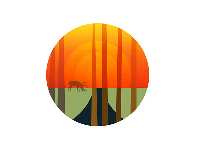 Forest Sunset circle explore forest gradient icon illustration outdoors spot illustration sunset trees vector