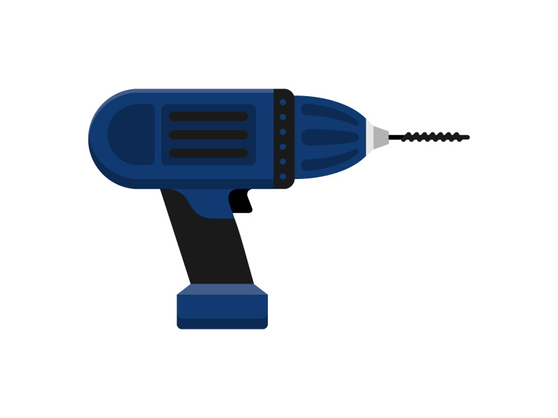 Drill contractor power tool screw make construction build tools icon vector