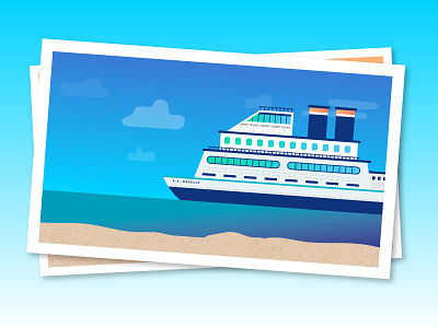 Cruise ship boat carnival cruise dream icon illustration sky travel vacation vector water yacht