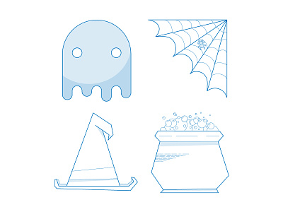 Halloween Vectors cauldron ghost halloween hat icon illustration nightmare potion spider thin lines vector witch
