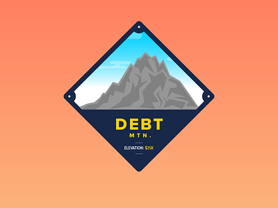 Debt Mountain badge budget climb debt finance illustration journey money mountain pun savings vector