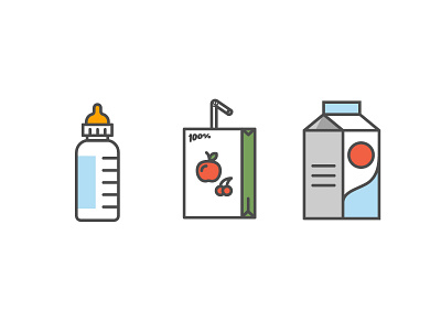 Kids Drinks beverage bottle drink icon icon set illustration juice kids milk nutrition product vector