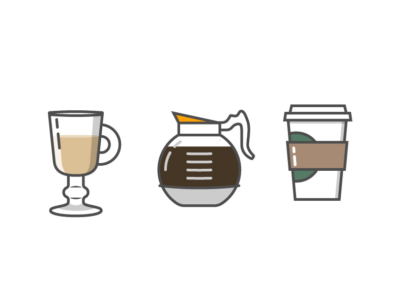 Coffees pour starbucks latte brew water beverage drink spot illustration coffee illustration icon vector