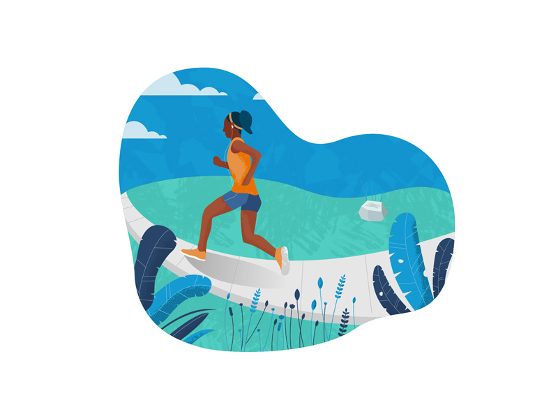 More running photoshop texture leaves training marathon runner editorial spot illustration illustration icon vector
