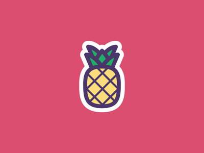 Pineapple food fruit hawaiian icon icon set illustration pina slice sticker sticker set upside down vector