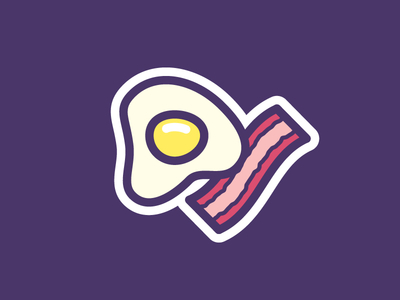 Bacon + Eggs american breakfast combo food icon icon set illustration sticker sticker set vector