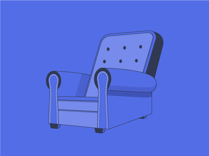 Chair furniture indoors house iconography sit blue dark illustration icon vector