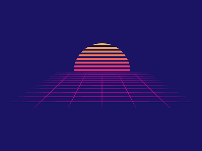 80s Sunset 80s grid horizon icon iconography illustration lines nostalgia tron vector