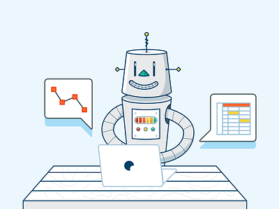 The robots are getting smarter analytics automation icon illustration learning learning app print robot spot illustration startup training vector