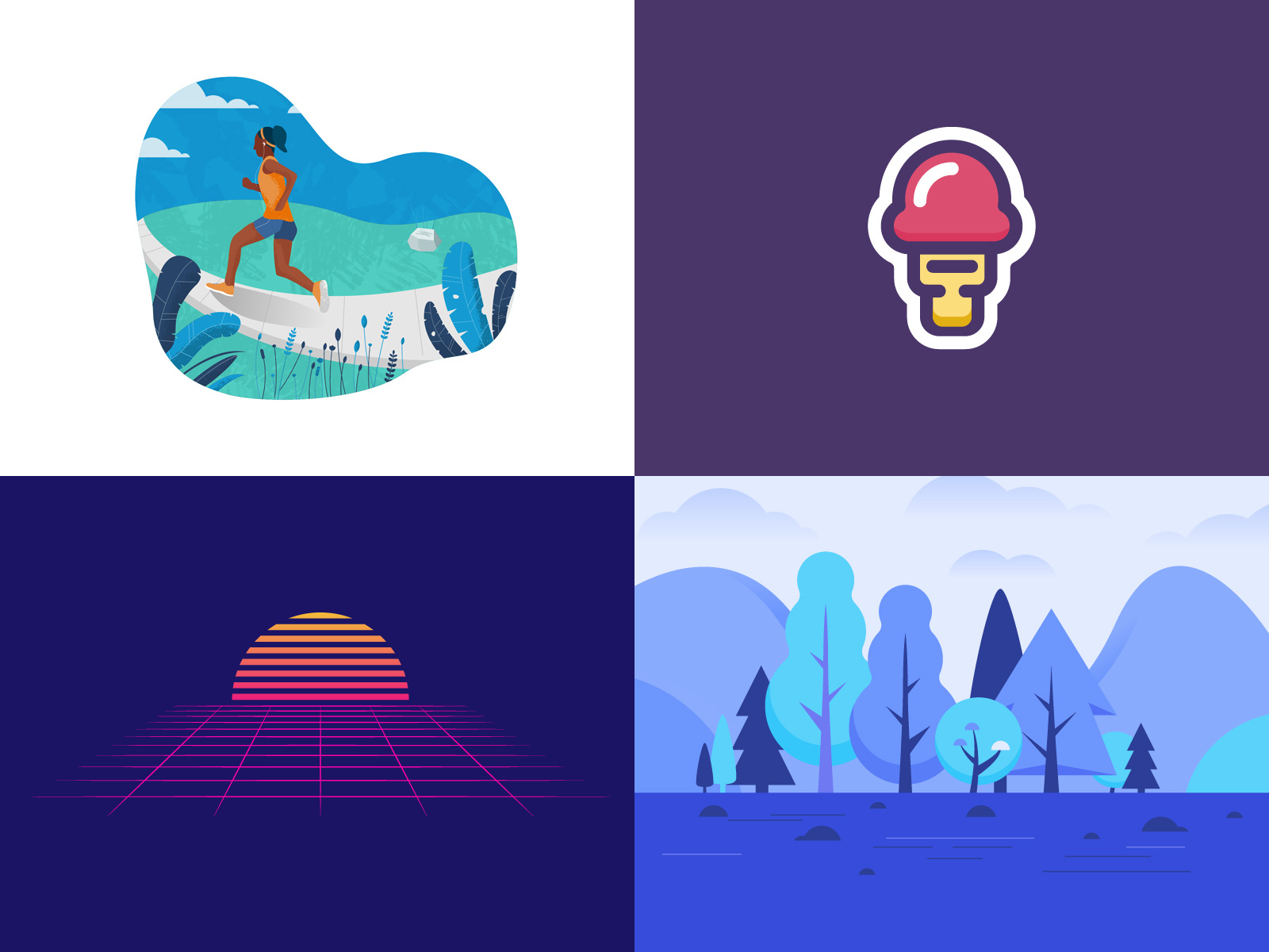 My top 4 in 2018 concept ice cream icon illustration nature spot illustration vector year