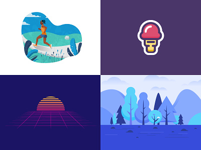 My top 4 in 2018 concept ice cream icon illustration nature spot illustration vector year