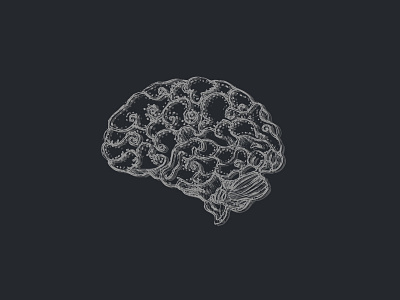 Brain, Hand drawn 3d brain branding dark graphic research illusion illustration logo