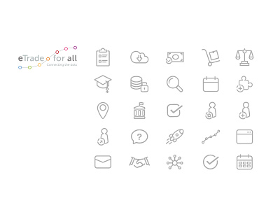 eTrade for all - Icon design 1st phase branding design flat hand drawn icon icon collection icon font icon set line linear icons simple web icons