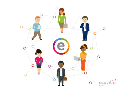 eTrade for all - Illustration, branding avatar branding character character art character design colorful flat illustration inclusive inclusivity logo people