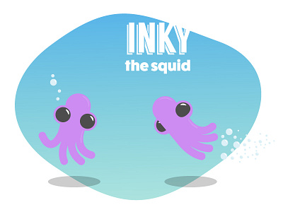 Inky, The Squid blue colorful cute flat illustration mascot octopus purple squid underwater