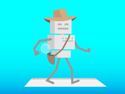 Adventurer Crawler Bot bot colorful crawler flat design google illustration indiana jones robot