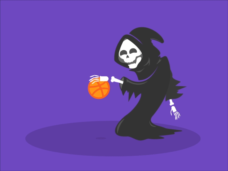 Halloween Dribbbler " La Muerte" animation ball basket dark death dribbble gif halloween scary skull squeleton