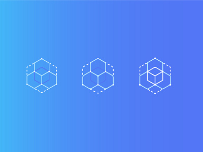 Logo research for a digital platform blue cubes digital lines logo platform research shapes white