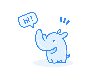 Friendly Rhino - Mascot design animal blue character cute illustration line mascot rhino white