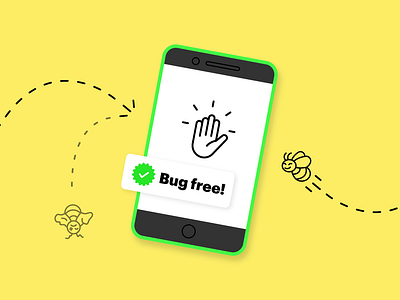 Bug Free Apps by apptitude app bug bug free flat flat design flies illustration notification warning yellow