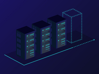 Scalability in a Digital Project 3d blue illustration isometric art isometric design react reactive scalability scalable server room servers system