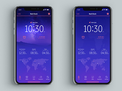 Mobile App - Clock alarm clock design ios iphonex timer ux