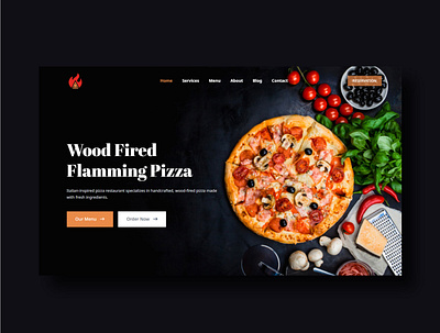Pizza Restaurant Web Design adobe illustrartor black flamming hero section landing page pizza pizza restaurant red ui design uiux web design web development website design