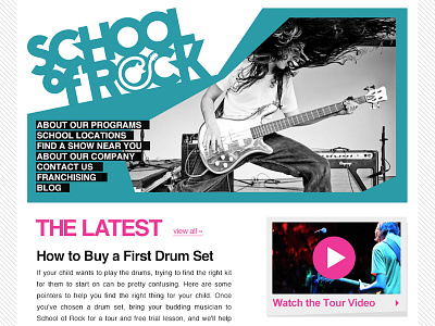 School of Rock green pink ui web web design