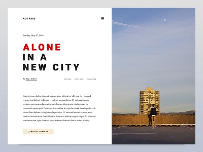Alone in a New City desktop layout minimal mobile ui web web design