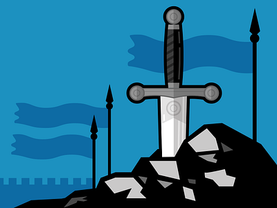 sword in some rocks blue illustration sword