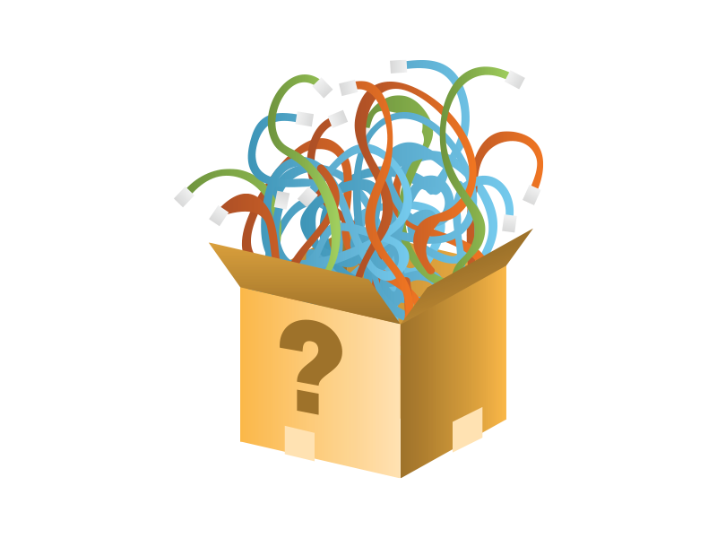 Box of tangled cables it cables cords box illustration