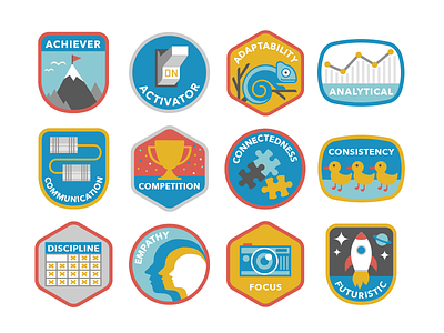 Strengthsfinder badge flat icon illustration