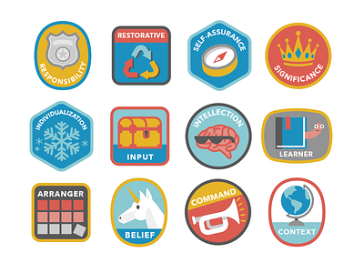 Strengthsfinder badge flat icon illustration