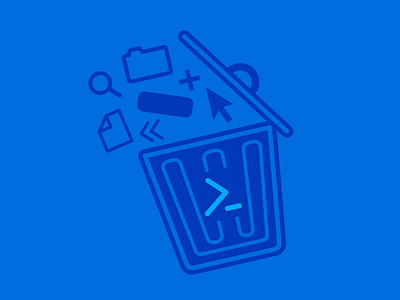 Windows PowerShell - Ditch the GUI blue flat garbage illustration trash