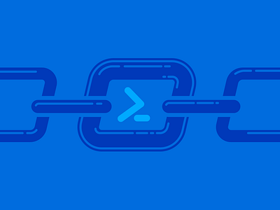 Windows PowerShell - DevOps missing link blue chain flat illustration link