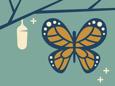 CCNA v3.0 - How and Why Certifications Change branch butterfly chrysalis flat illustration