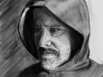 Hooded Hacker art charcoal cybersecurity digital digital painting hacker hacking hooded hoody illustration ipad pro man portrait procreate