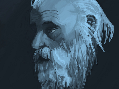 Old man in monochrome concept digital illustration painting procreate