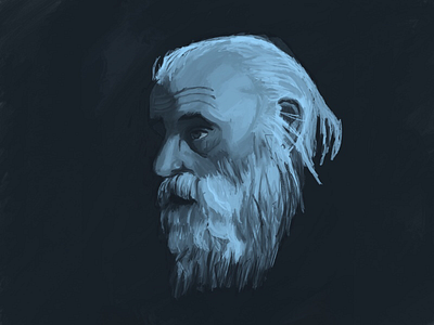 Old Man in Monochrome concept digital illustration painting procreate