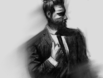 Suited Man Bun art branding fashion fashion illustration ipad pro man bun man illustration painting procreate publication design style stylish suit