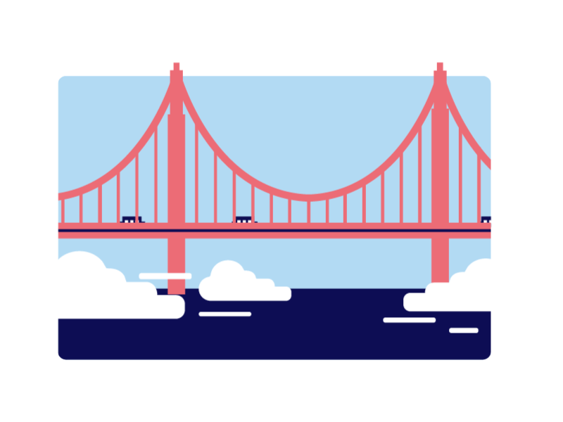 Golden Gate Bridge animation design illustration
