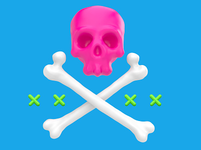 Sweet skull 3d candy cartoon colorful crossbones death food head icecream pirate plastic render skull toy