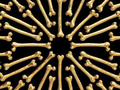 Bone wall 3d 3dsmax art bones circle design digital gold human material metal modern ornament render style wall zbrush