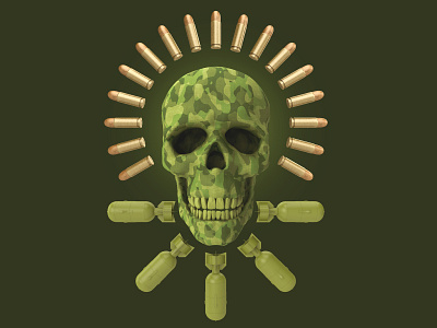 Military face 3d 3dsmax army art bomb bullet camouflage concept death design head nuclear render skull war